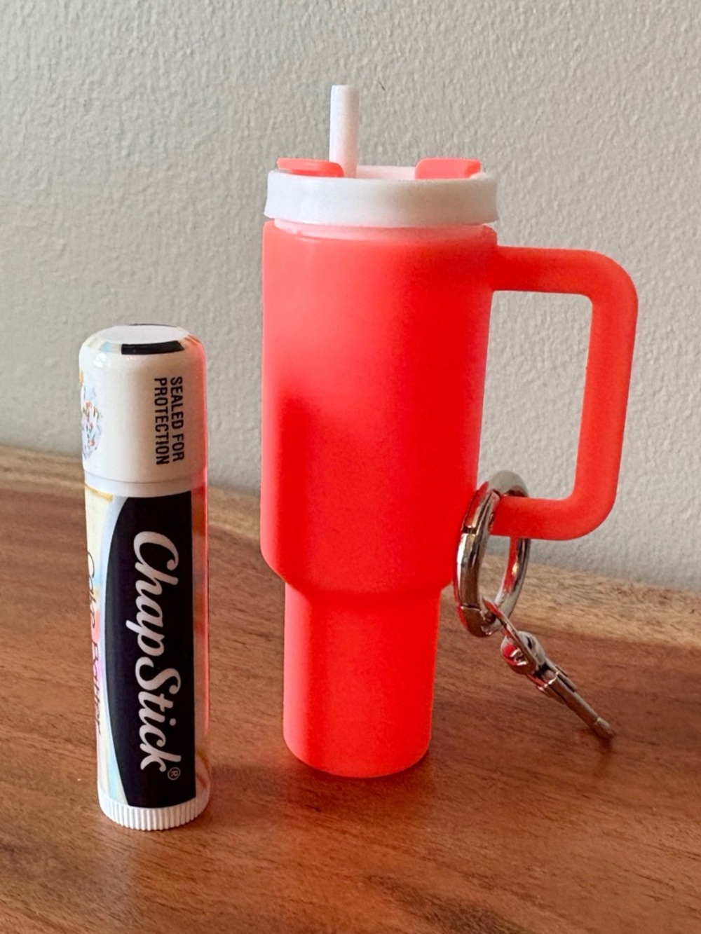 ♥️💖 Neon Mini Stanley Tumbler Cake Batter Chapstick Lip Balm Holder Bag or Keys